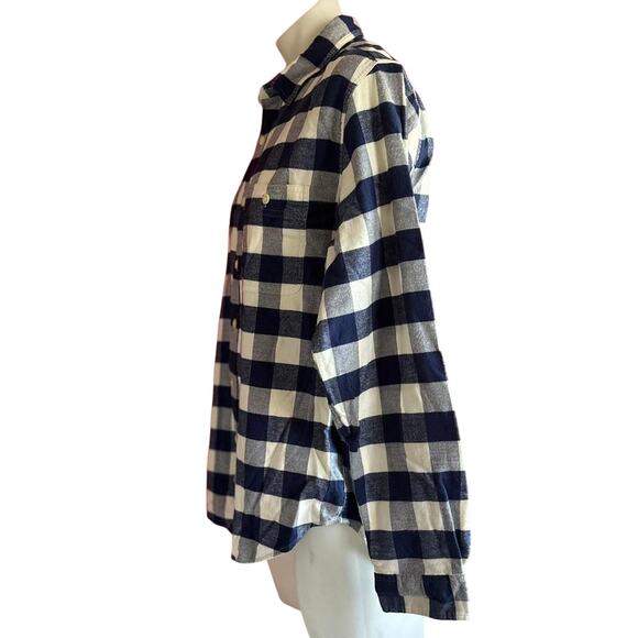 Mens Shirt Size Large Blue White Plaid Flannel Button Down Checkered Coastal - Picture 6 of 8